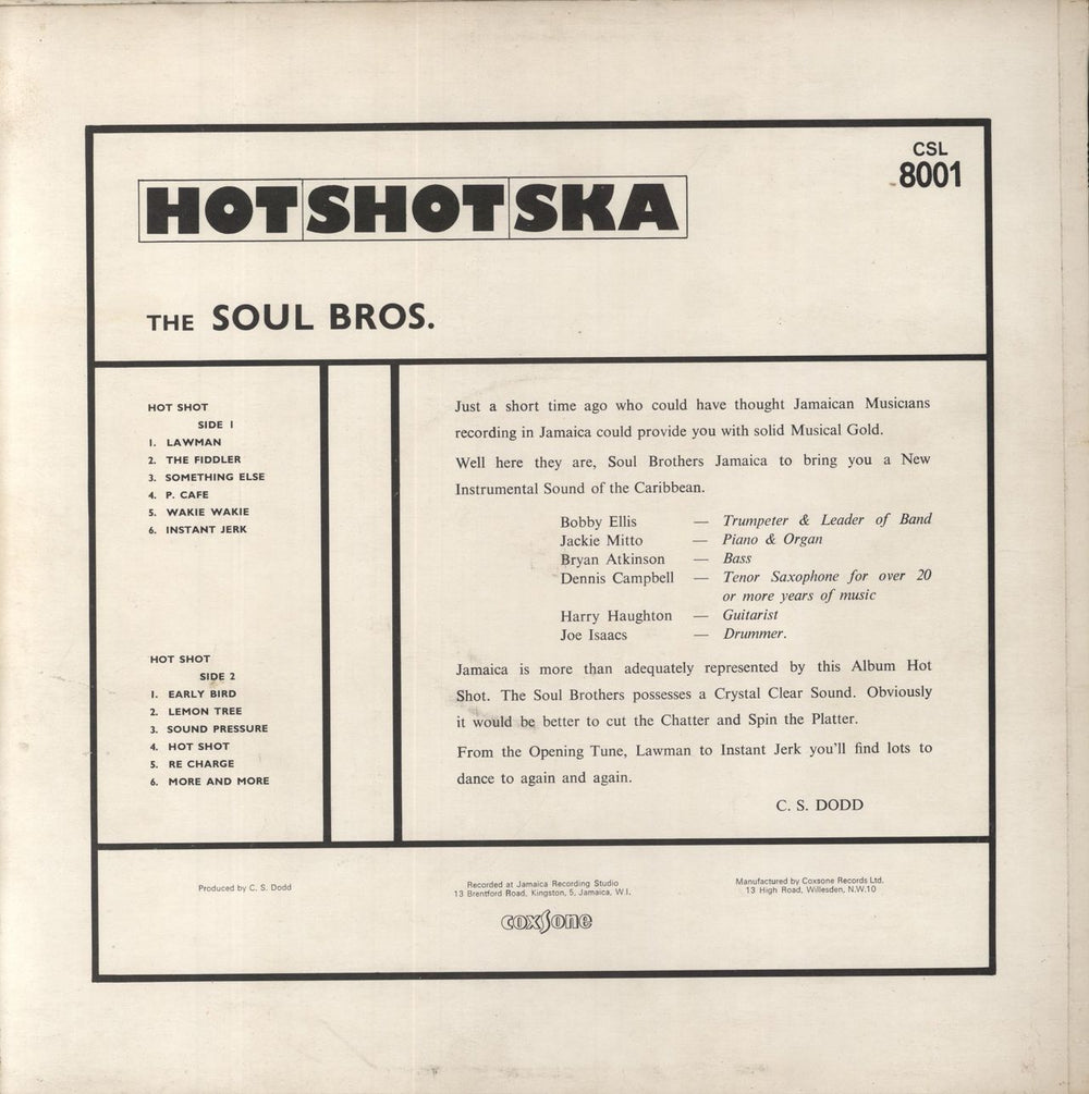 The Soul Brothers [Jamaica] Hot Shot Ska - 1st UK vinyl LP album (LP record)