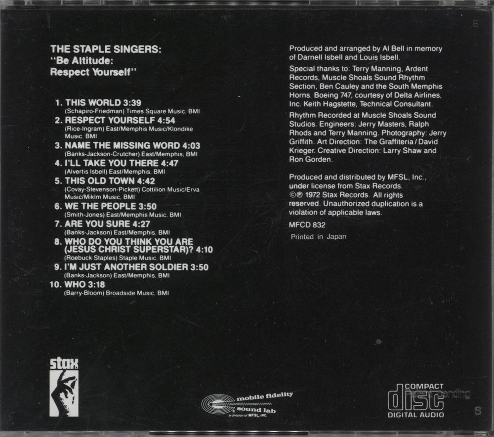 The Staple Singers Be Altitude: Respect Yourself US CD album (CDLP)