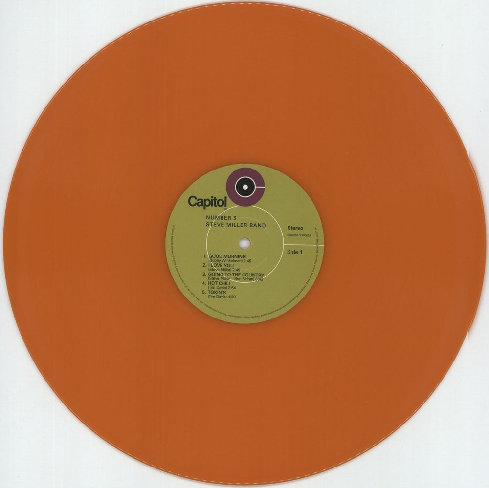 The Steve Miller Band Number 5 - Orange Vinyl UK vinyl LP album (LP record) SBMLPNU875717
