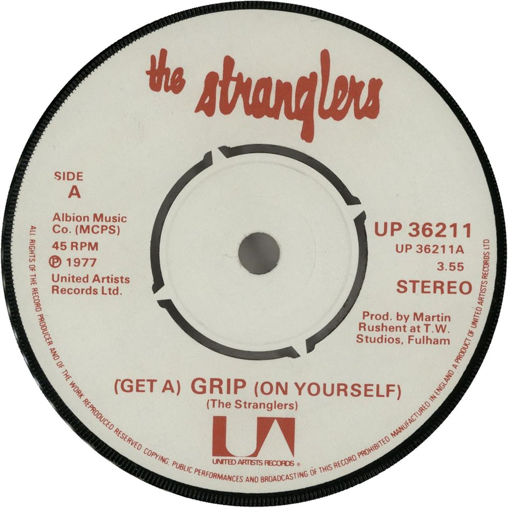 The Stranglers (Get A) Grip (On Yourself) - 4prong UK 7" vinyl single (7 inch record / 45) UP36211
