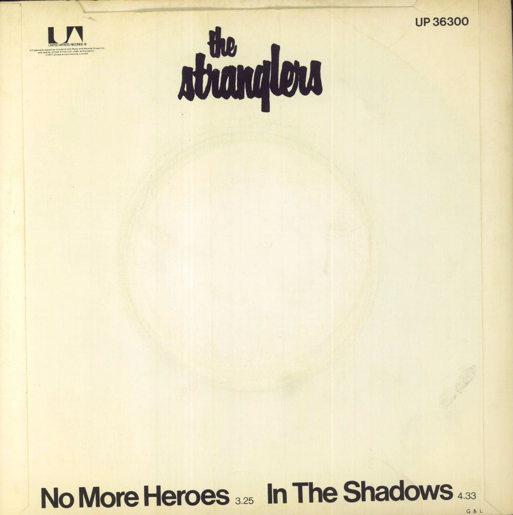 The Stranglers No More Heroes - Logo Label + Sleeve UK 7" vinyl single (7 inch record / 45) STR07NO110109