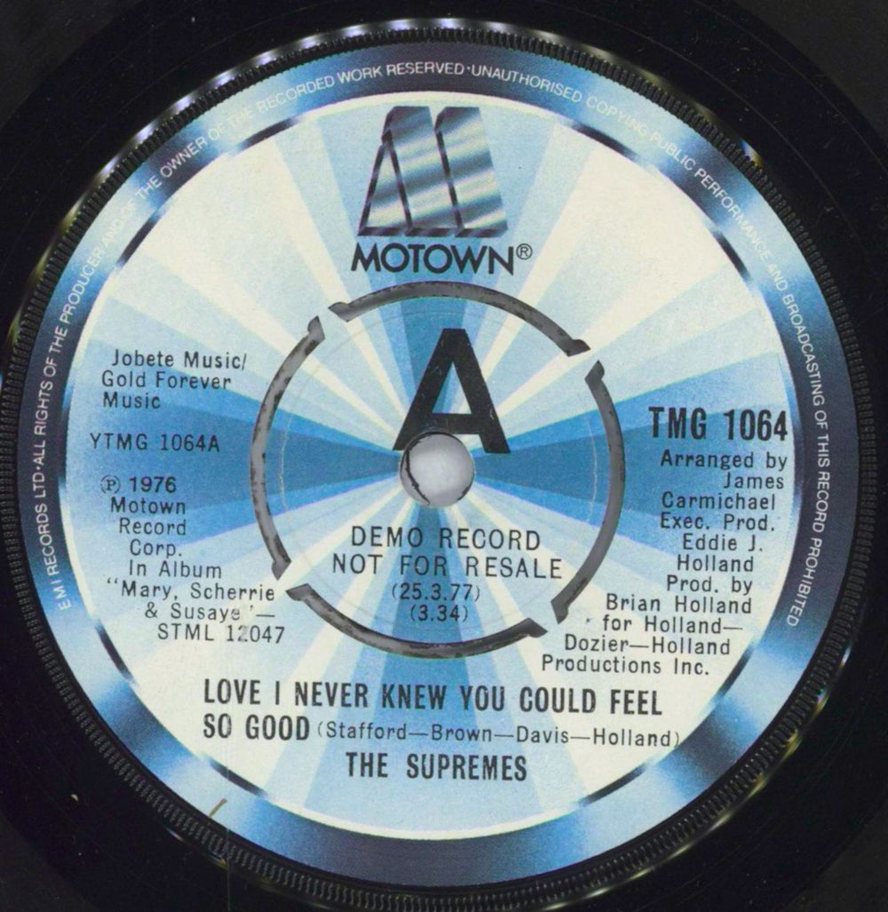 The Supremes Love I Never Knew You Could Feel So Good UK Promo 7" vinyl single (7 inch record / 45) TMG1064