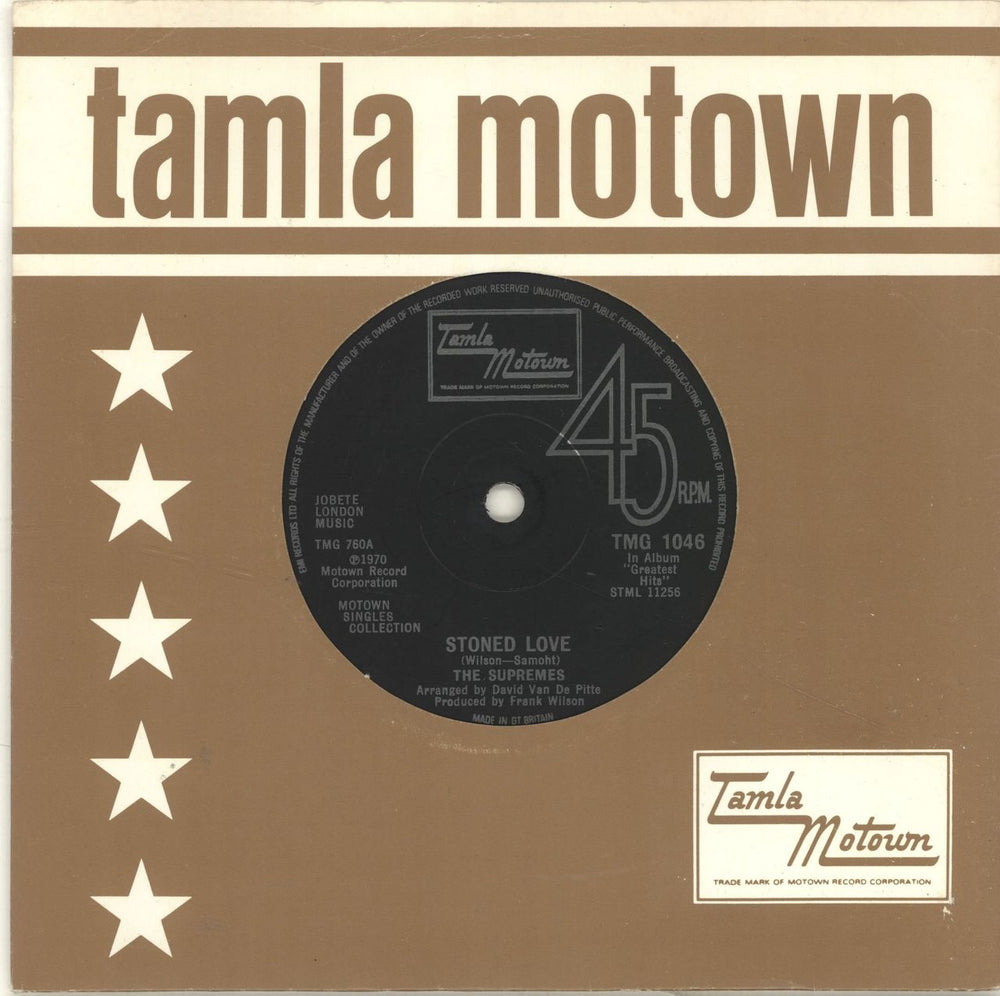 The Supremes Stoned Love UK 7" vinyl single (7 inch record / 45) TMG1046