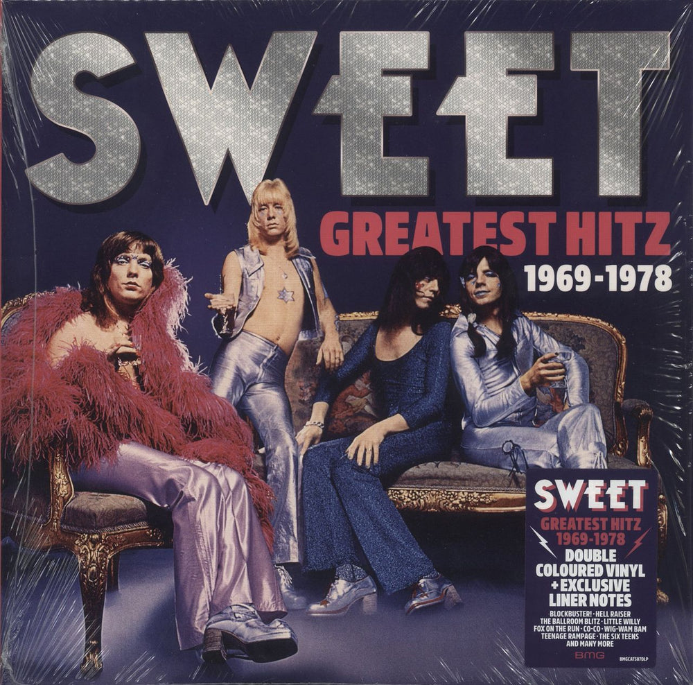 The Sweet Greatest Hitz 1969-1978 - Violet & Pink Vinyl - Shrink UK 2-LP vinyl record set (Double LP Album) BMGCAT5870LP