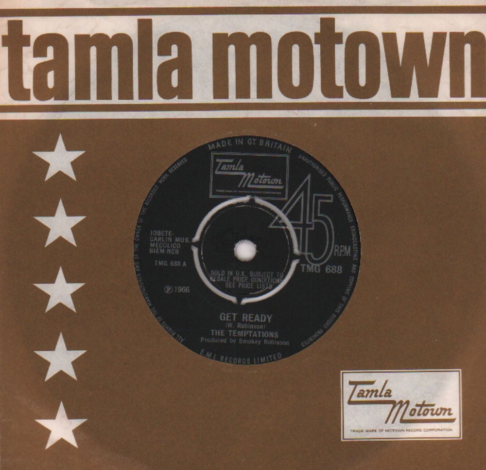 The Temptations Get Ready - 4pr UK 7" vinyl single (7 inch record / 45) TMG688