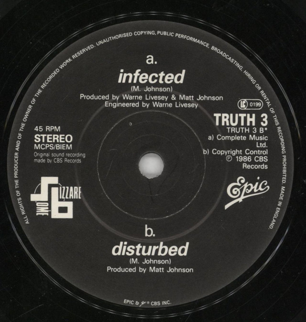 The The Infected - Masturbating Slv UK 7" vinyl single (7 inch record / 45) THE07IN92102