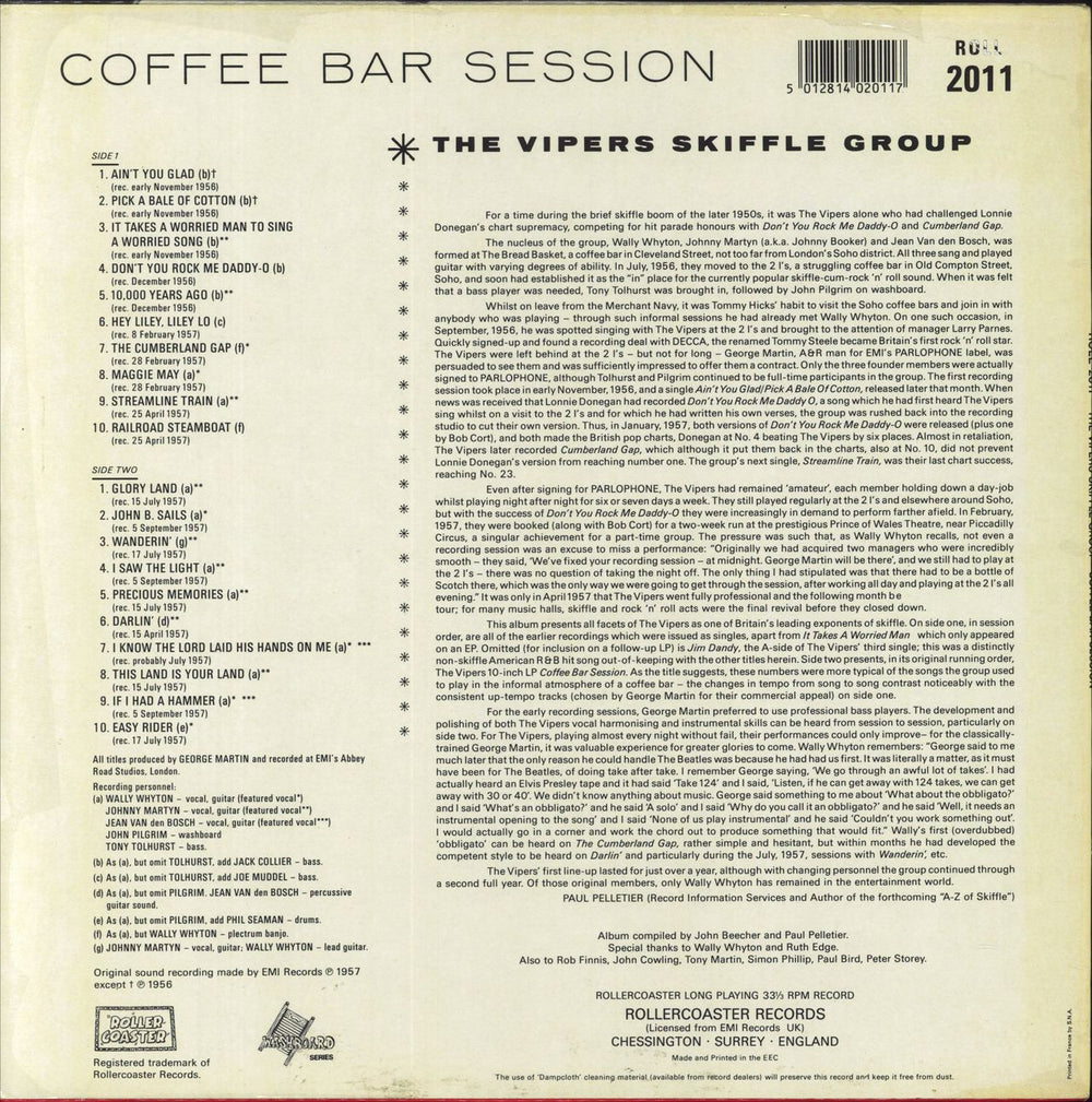 The Vipers Skiffle Group Coffee Bar Session UK 10" vinyl single (10 inch record) 5012814020117
