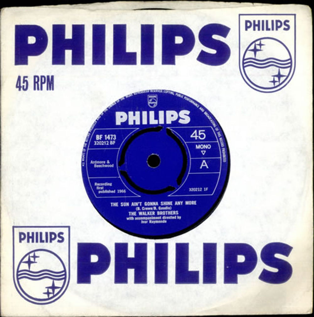 The Walker Brothers The Sun Ain't Gonna Shine Any More - 3pr UK 7" vinyl single (7 inch record / 45) BF1473