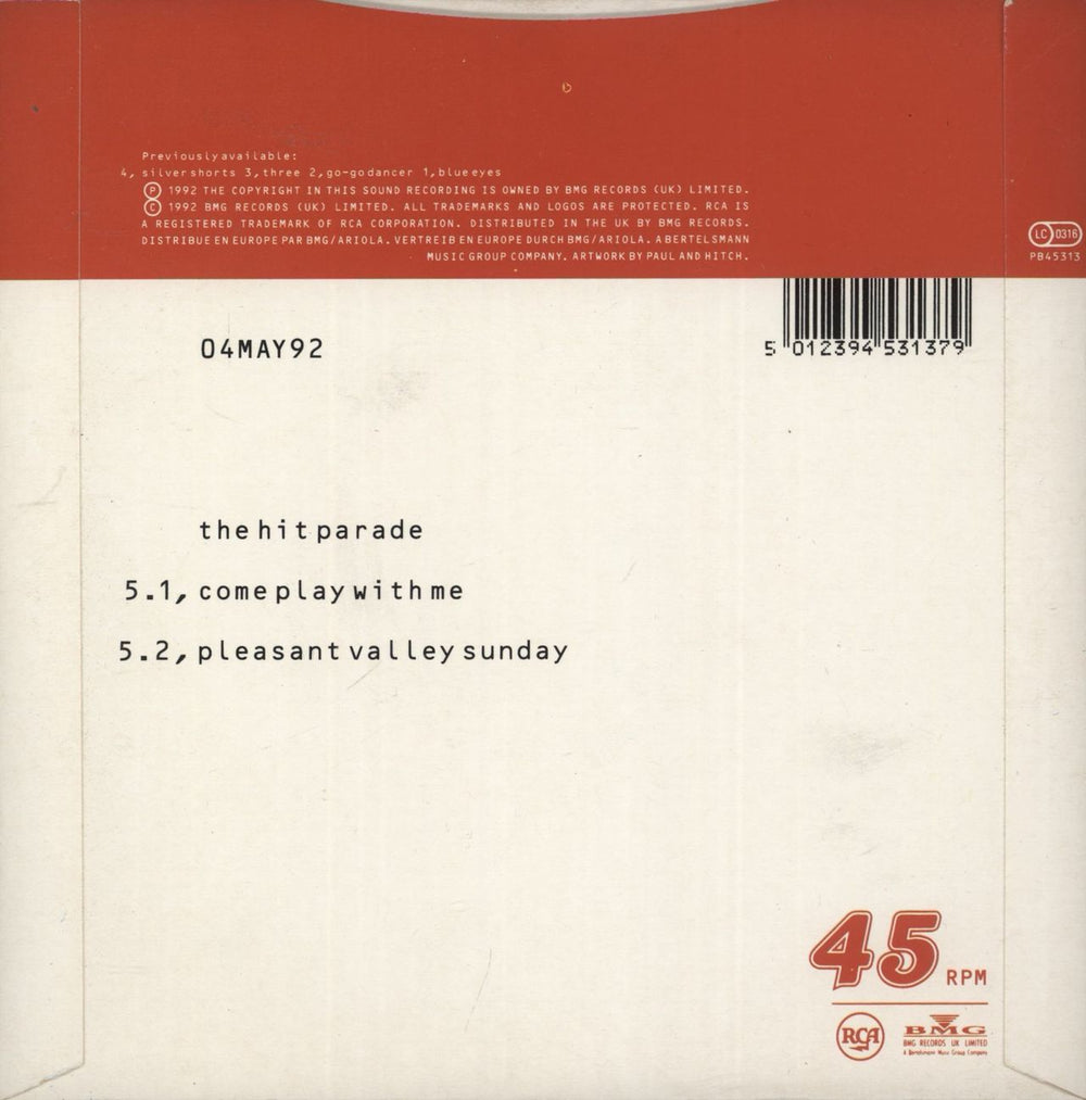 The Wedding Present Come Play With Me UK 7" vinyl single (7 inch record / 45) 5012394531379