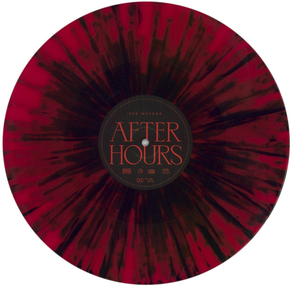 The Weeknd After Hours [Remixes] - RSD 2020 - Red With Black Splatter Vinyl UK 2-LP vinyl record set (Double LP Album) YRS2LAF870178