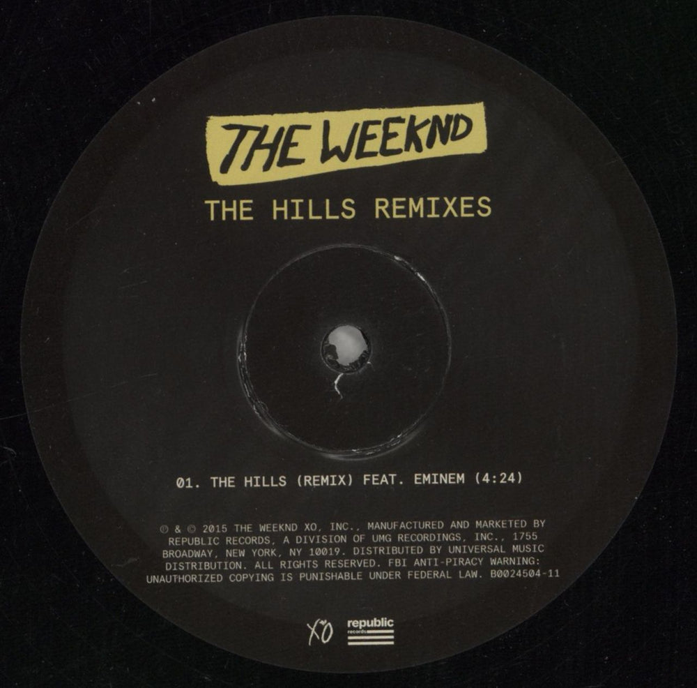 The Weeknd The Hills [Remixes] - RSD16 US 12" vinyl single (12 inch record / Maxi-single) YRS12TH863481