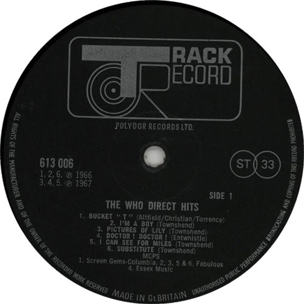 The Who Direct Hits UK vinyl LP album (LP record) WHOLPDI637773