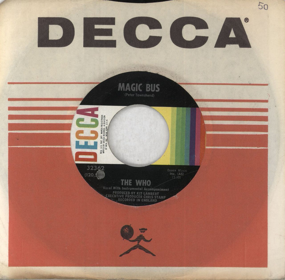 The Who Magic Bus + Company sleeve US 7" vinyl single (7 inch record / 45) 32362