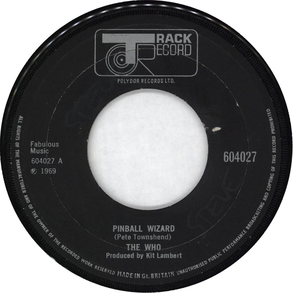 The Who Pinball Wizard - Wide UK 7" vinyl single (7 inch record / 45) 604027