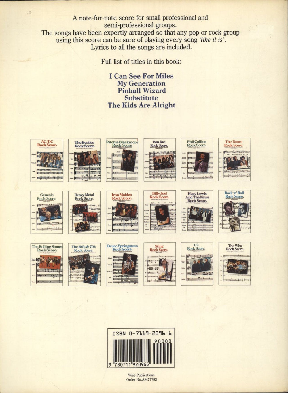 The Who The Who Rock Score UK book 9780711920965