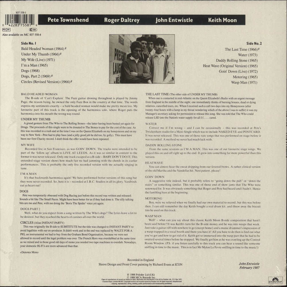 The Who Two's Missing - A/B1-U - Shrink UK vinyl LP album (LP record) 042283755819