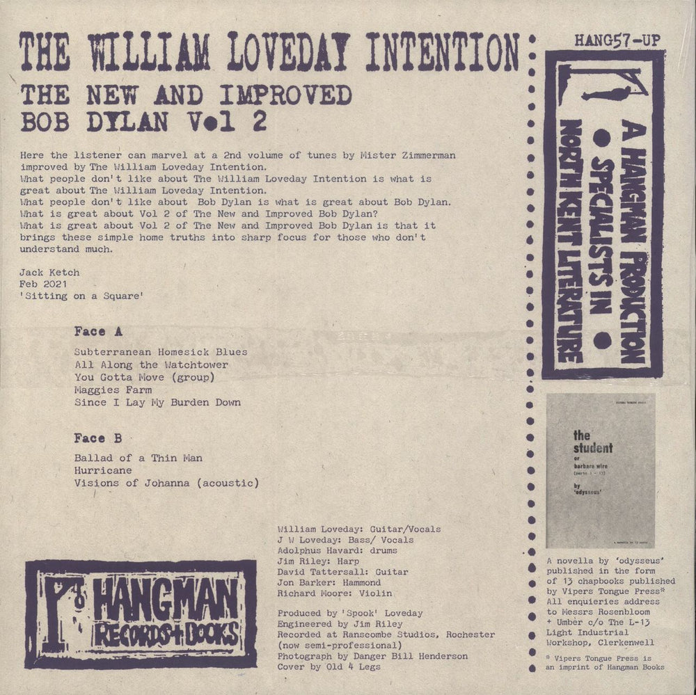 The William Loveday Intention The New And Improved Bob Dylan Vol 2 - Sealed UK vinyl LP album (LP record)