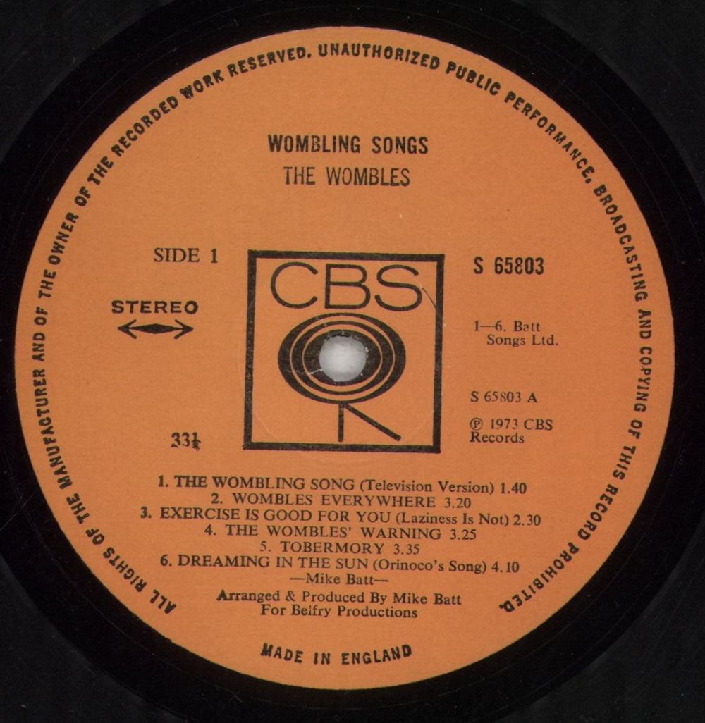 The Wombles Wombling Songs UK vinyl LP album (LP record) WMBLPWO523780