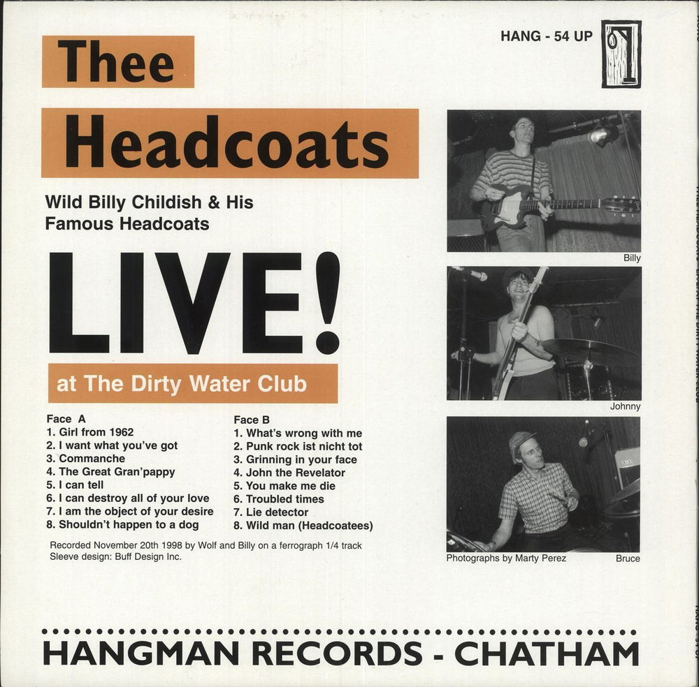 Thee Headcoats Live! At The Dirty Water Club UK vinyl LP album (LP record)