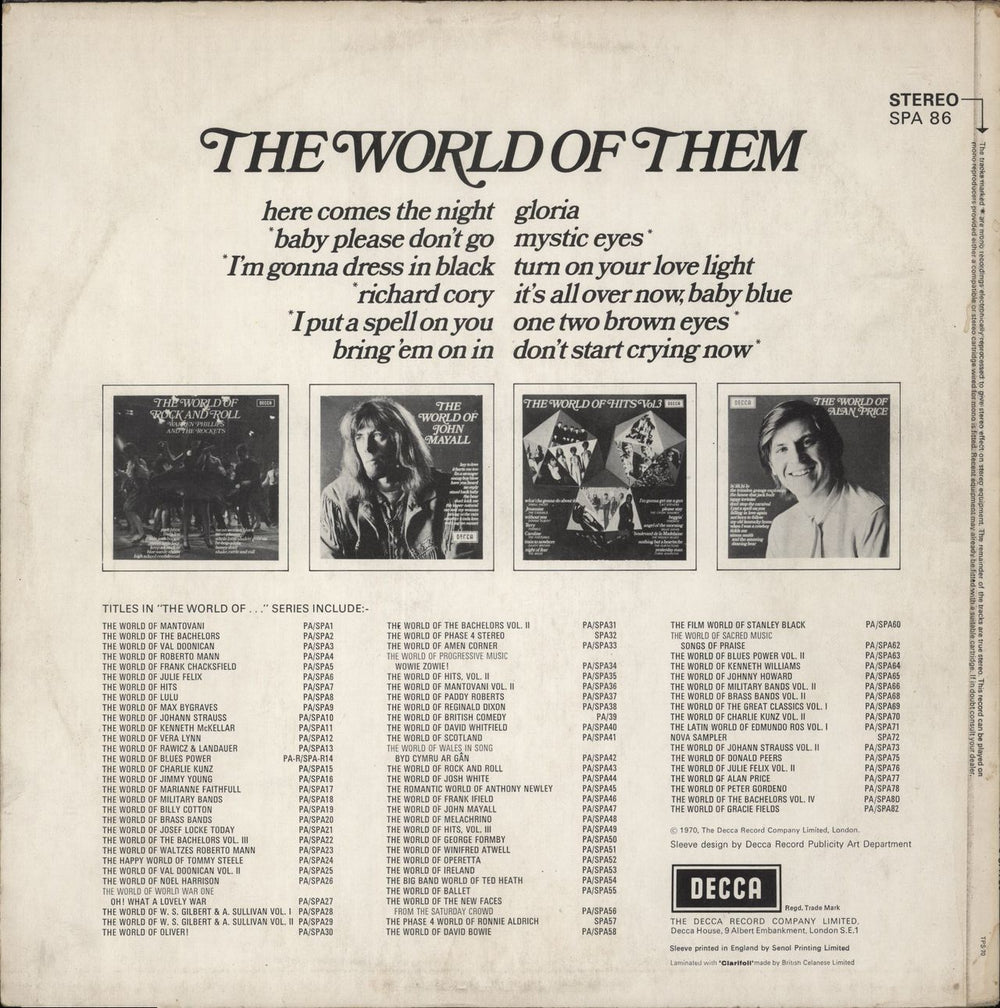 Them The World Of Them - Export UK vinyl LP album (LP record)