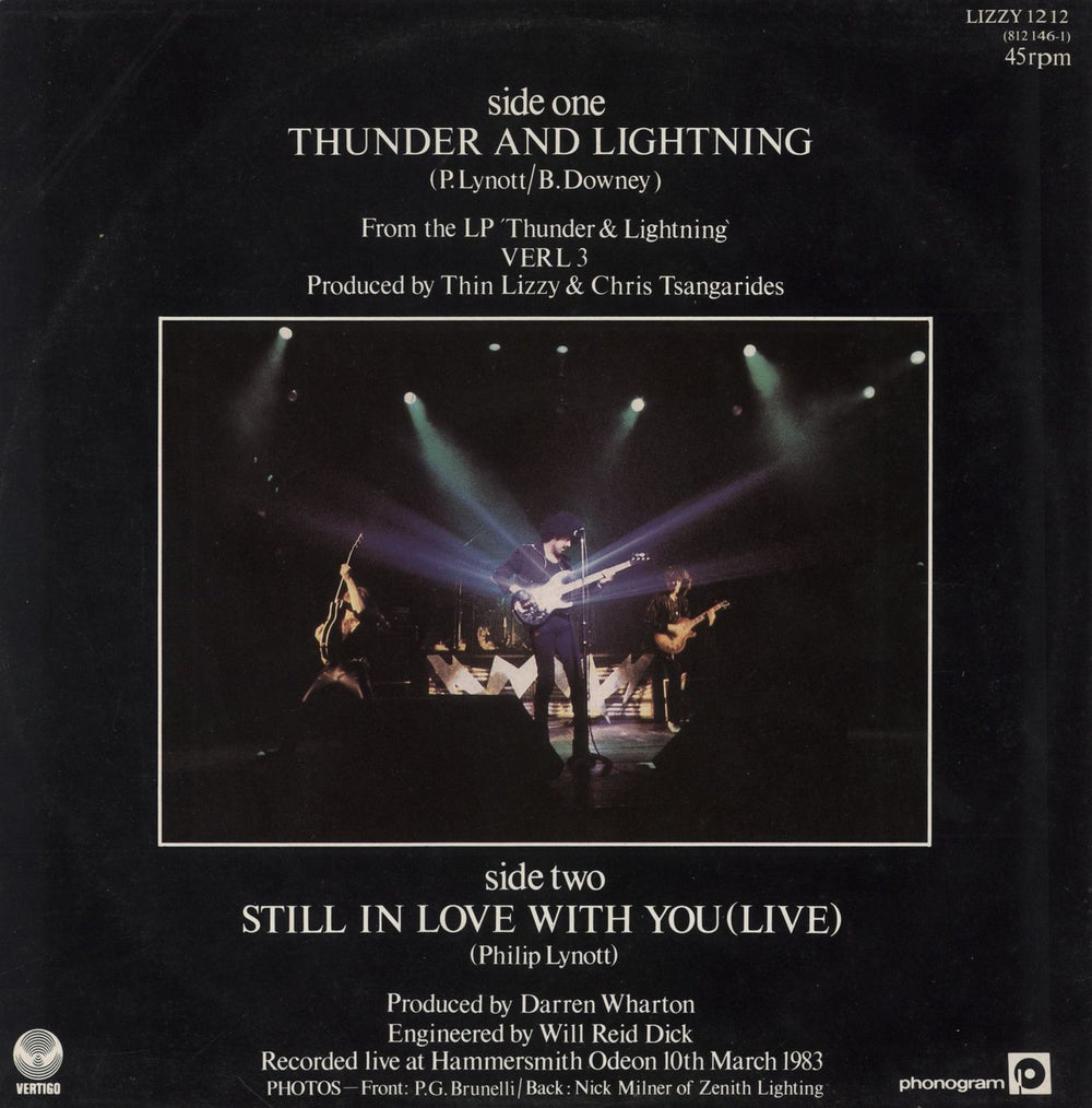 Thin Lizzy Thunder And Lightning UK 12" vinyl single (12 inch record / Maxi-single)