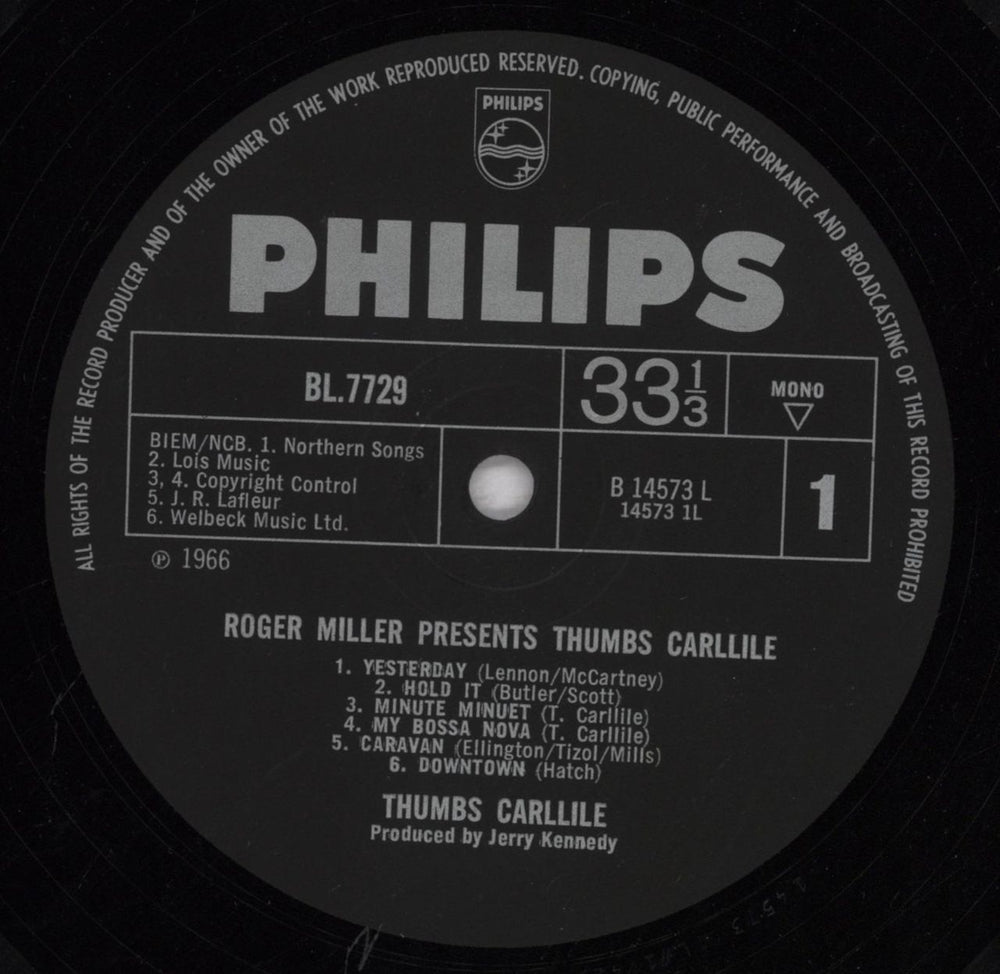 Thumbs Carllile Roger Miller Presents Thumbs Carlille UK vinyl LP album (LP record) T1CLPRO843084