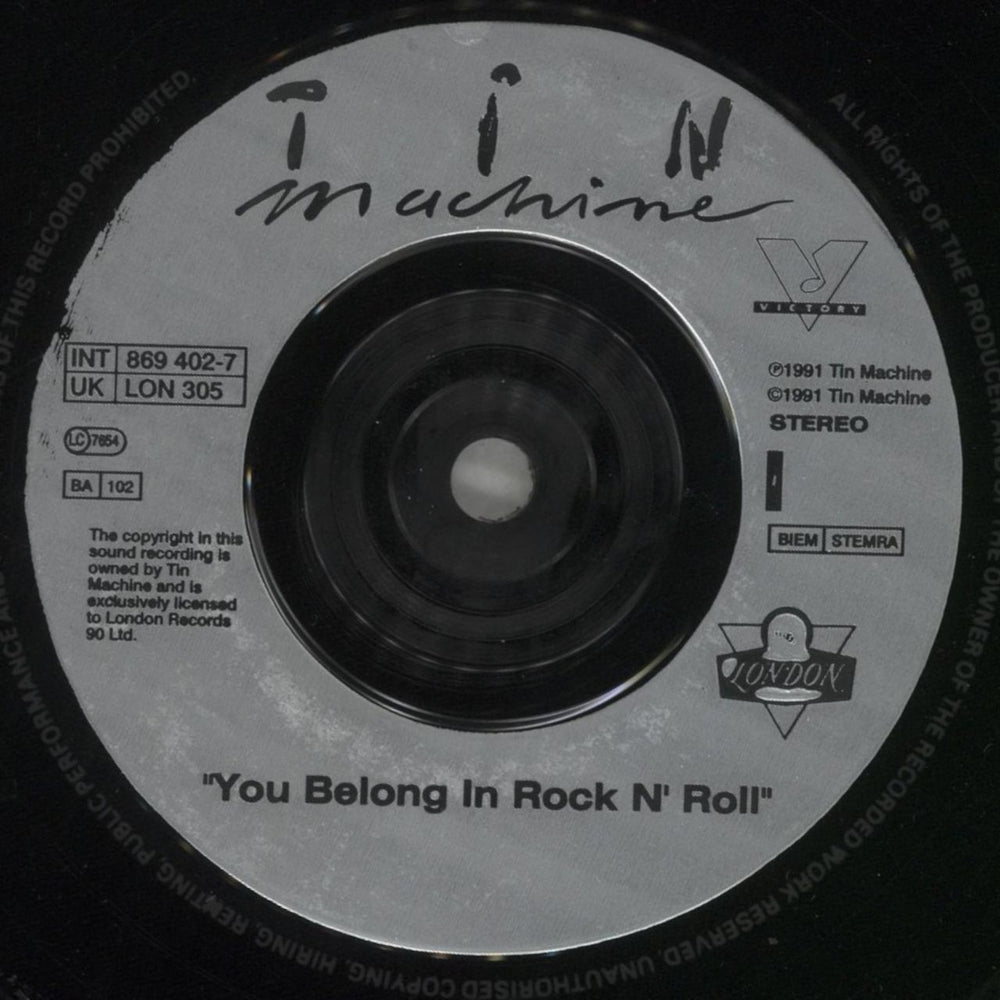 Tin Machine You Belong In Rock N' Roll UK 7" vinyl single (7 inch record / 45) TIN07YO106227