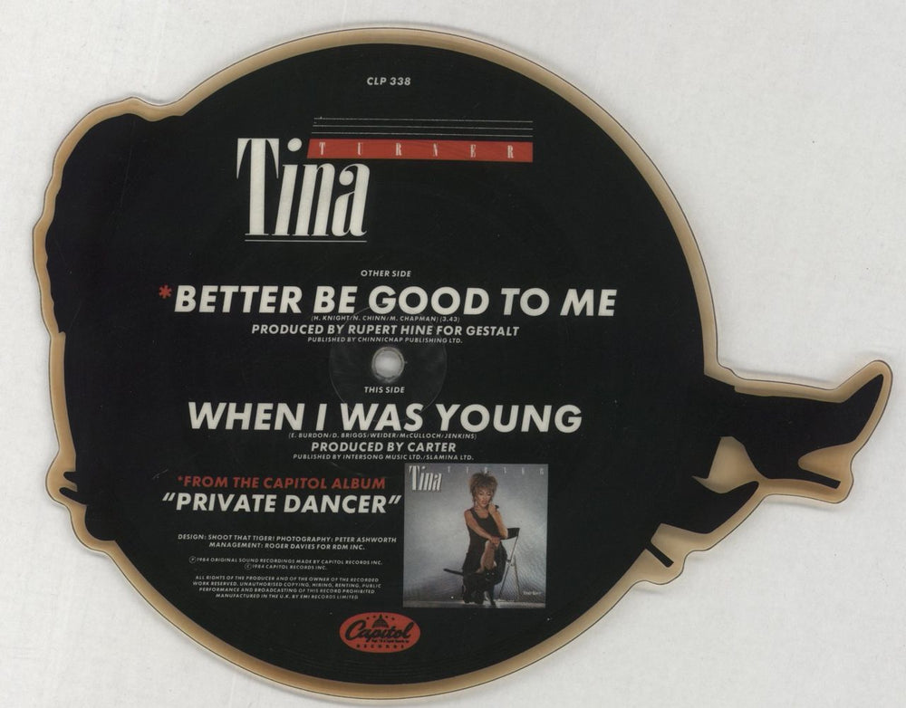 Tina Turner Better Be Good To Me - Tea Stained UK shaped picture disc (picture disc vinyl record)