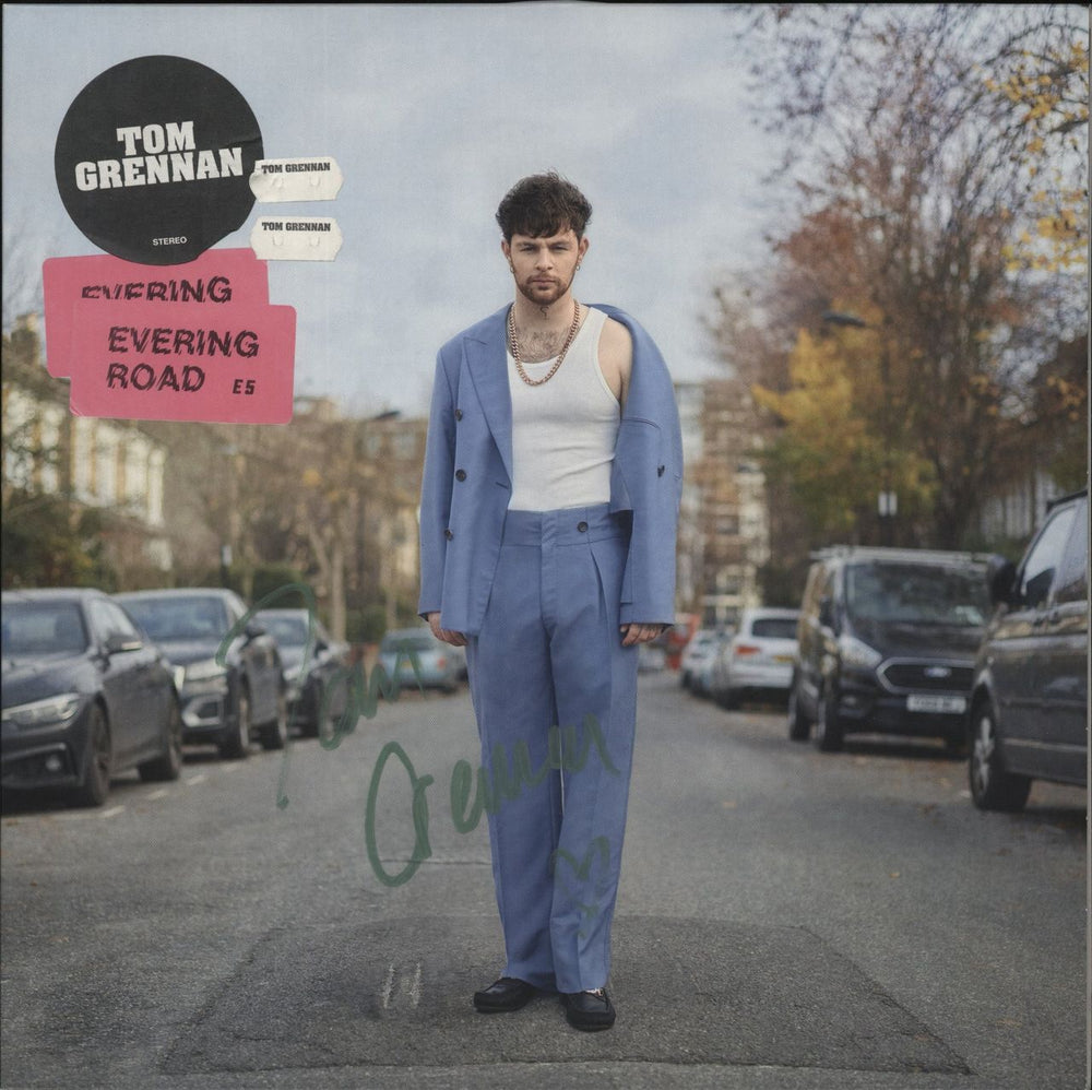 Tom Grennan Evering Road - Blue Vinyl - Autographed UK vinyl LP album (LP record) 19439825871