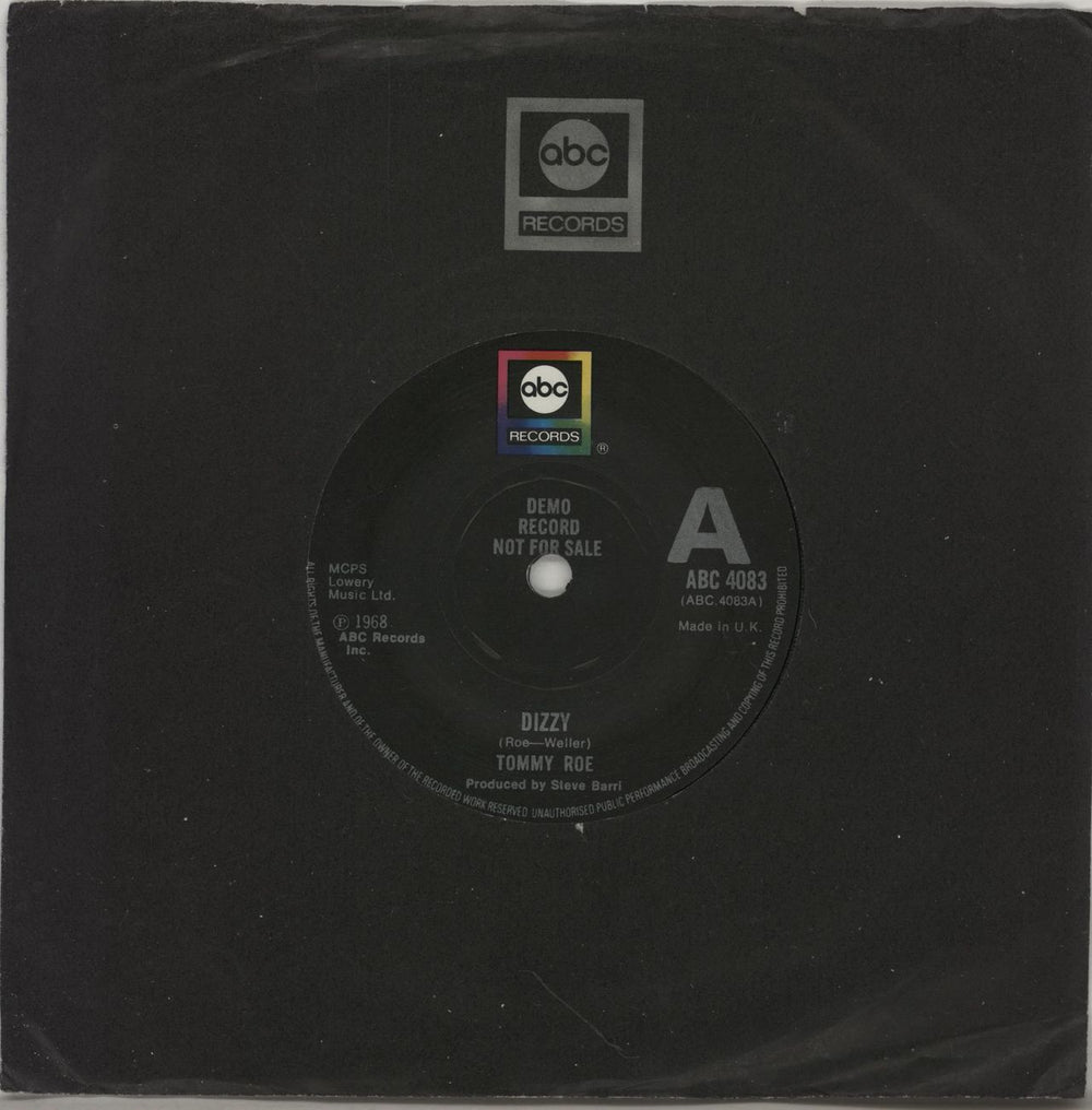 Tommy Roe Dizzy - A Label UK Promo 7" vinyl single (7 inch record / 45) ABC4083