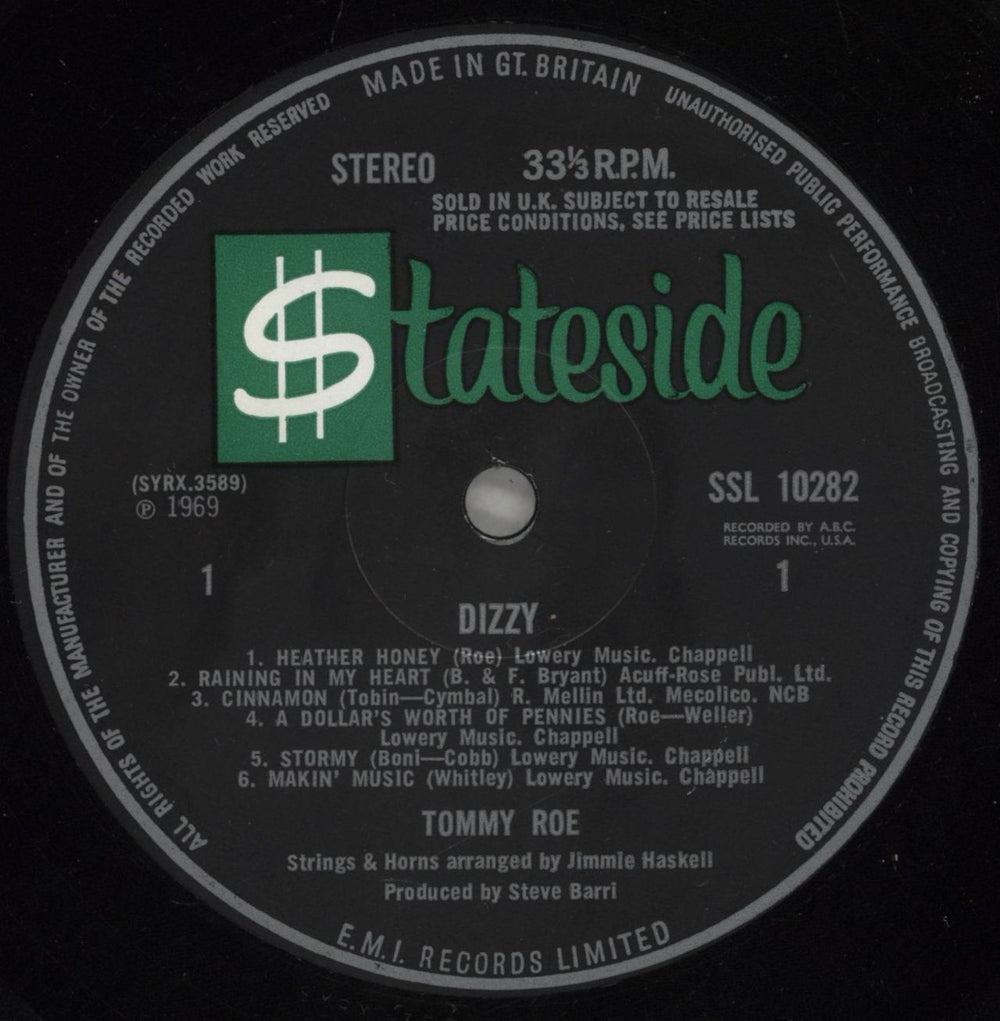 Tommy Roe Dizzy UK vinyl LP album (LP record) 1TRLPDI547939