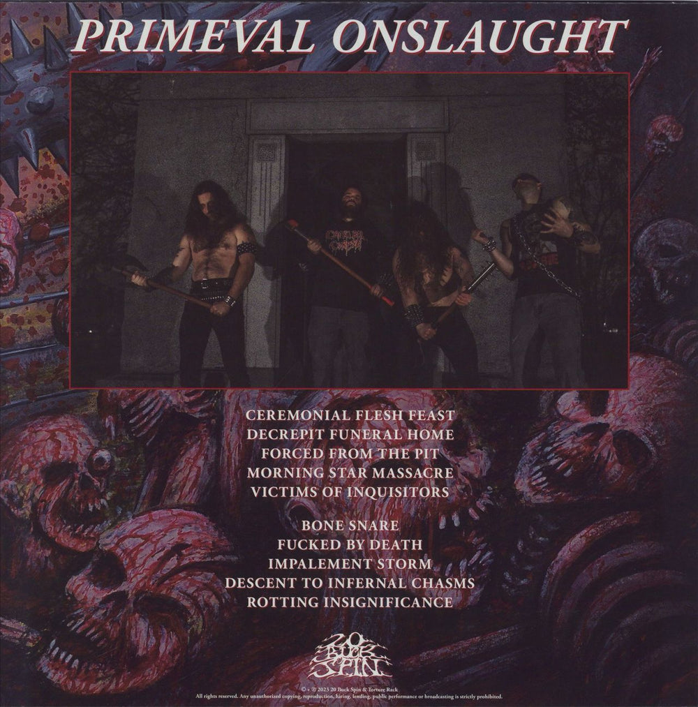 Torture Rack Primeval Onslaught - Oxblood/White/Black Merge US vinyl LP album (LP record)