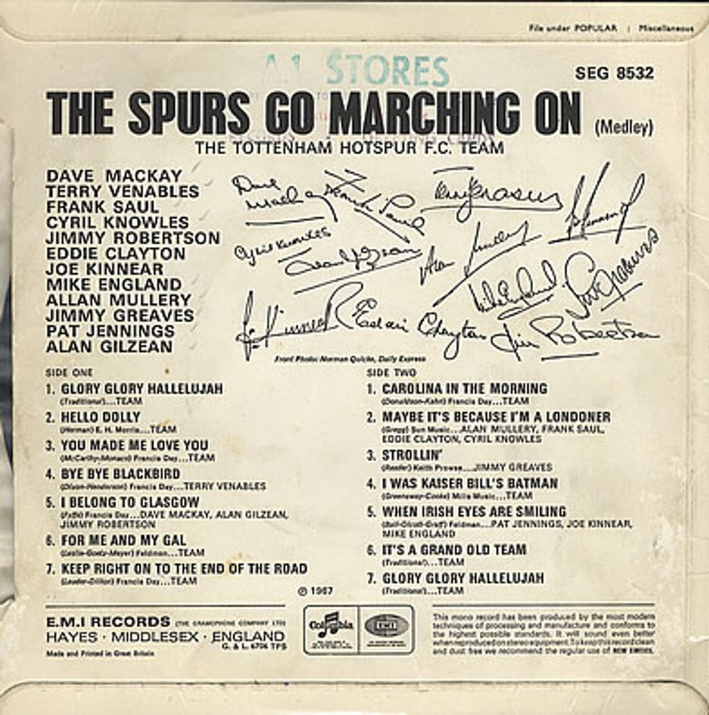 Tottenham Hotspur FC The Spurs Go Marching On UK 7" vinyl single (7 inch record / 45) SPU07TH375694