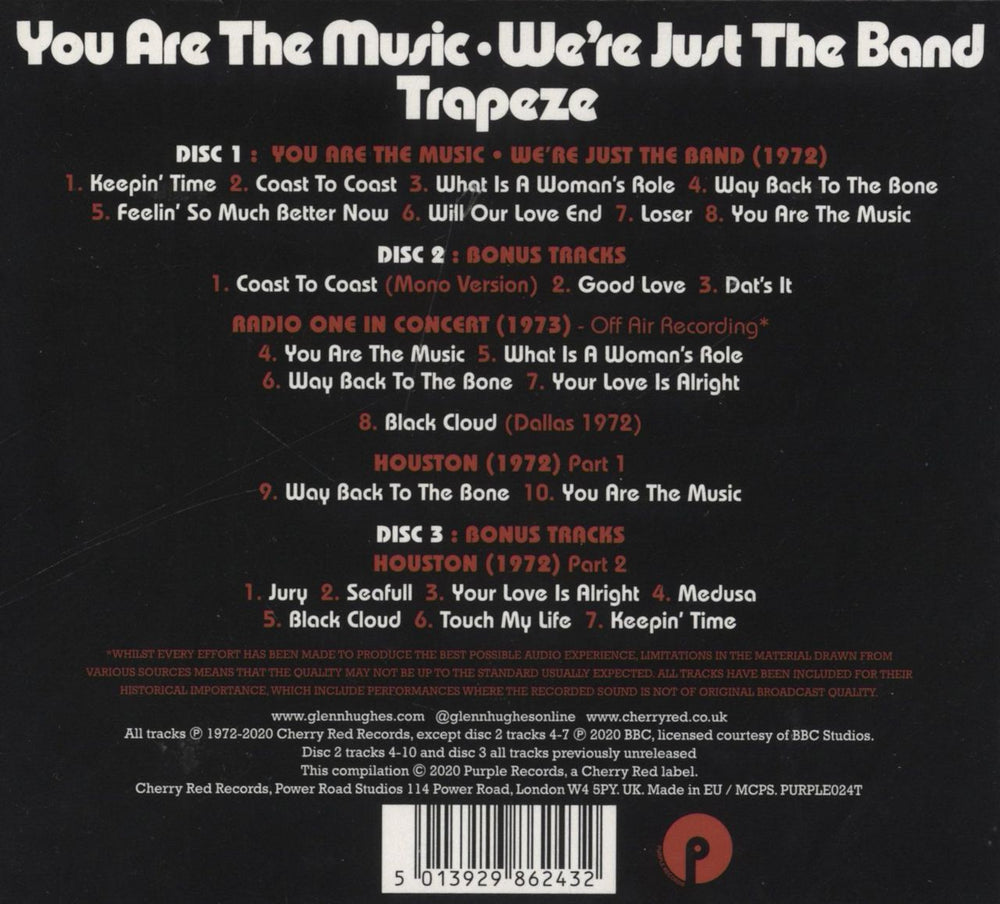 Trapeze You Are The Music...We're Just The Band UK 3-CD album set (Triple CD) 5013929862432