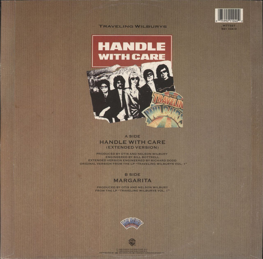 Traveling Wilburys Handle With Care - EX UK 12" vinyl single (12 inch record / Maxi-single) 075992110402