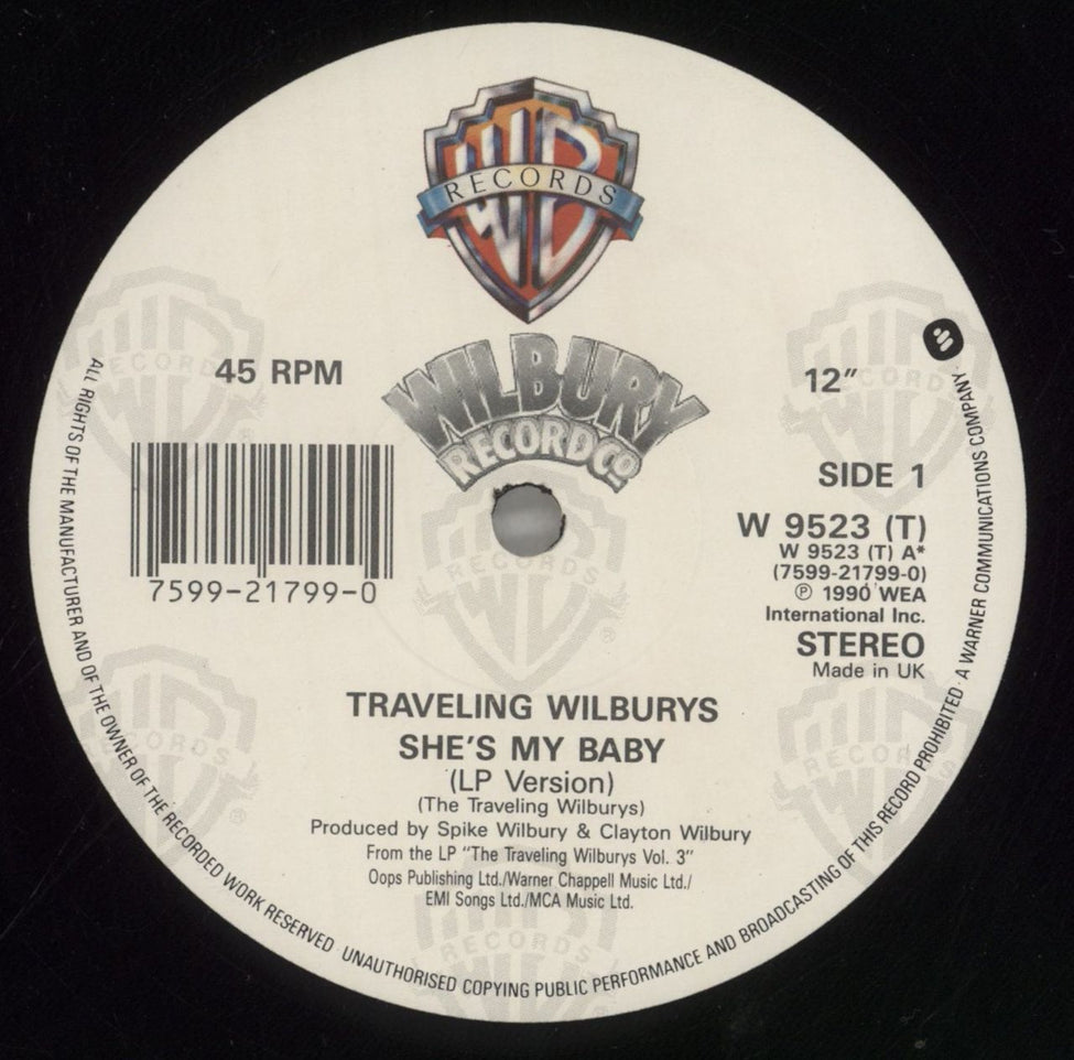 Traveling Wilburys She's My Baby UK 12" vinyl single (12 inch record / Maxi-single) TRV12SH56313