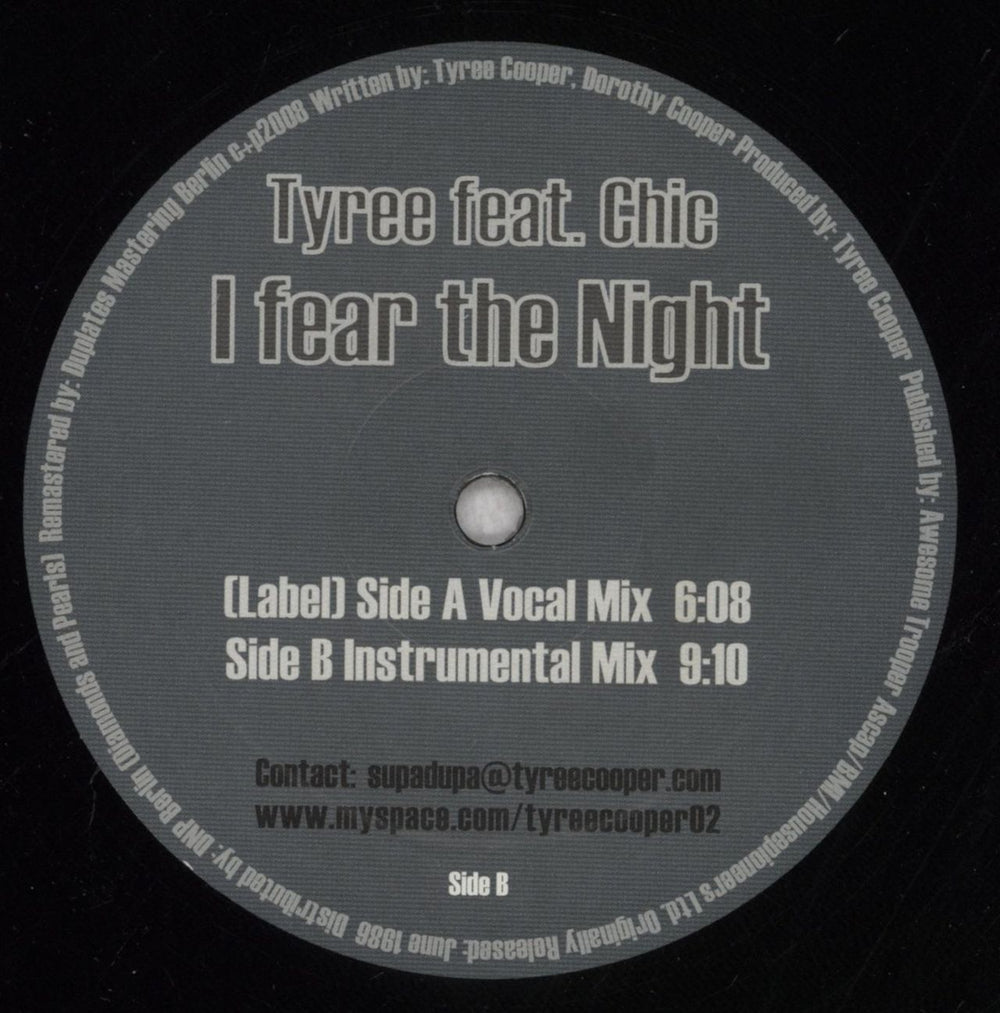 Tyree I Fear The Night UK 12" vinyl single (12 inch record / Maxi-single)