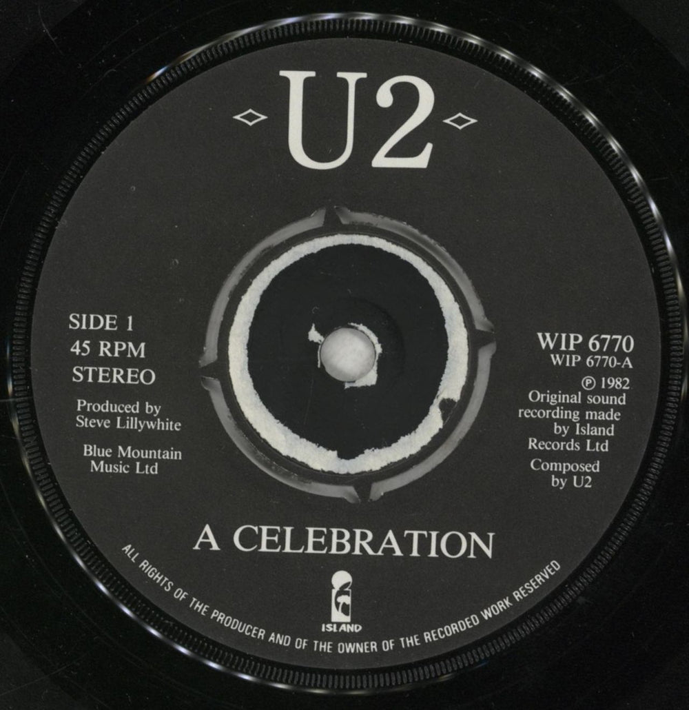U2 A Celebration UK 7" vinyl single (7 inch record / 45) U-207AC11990