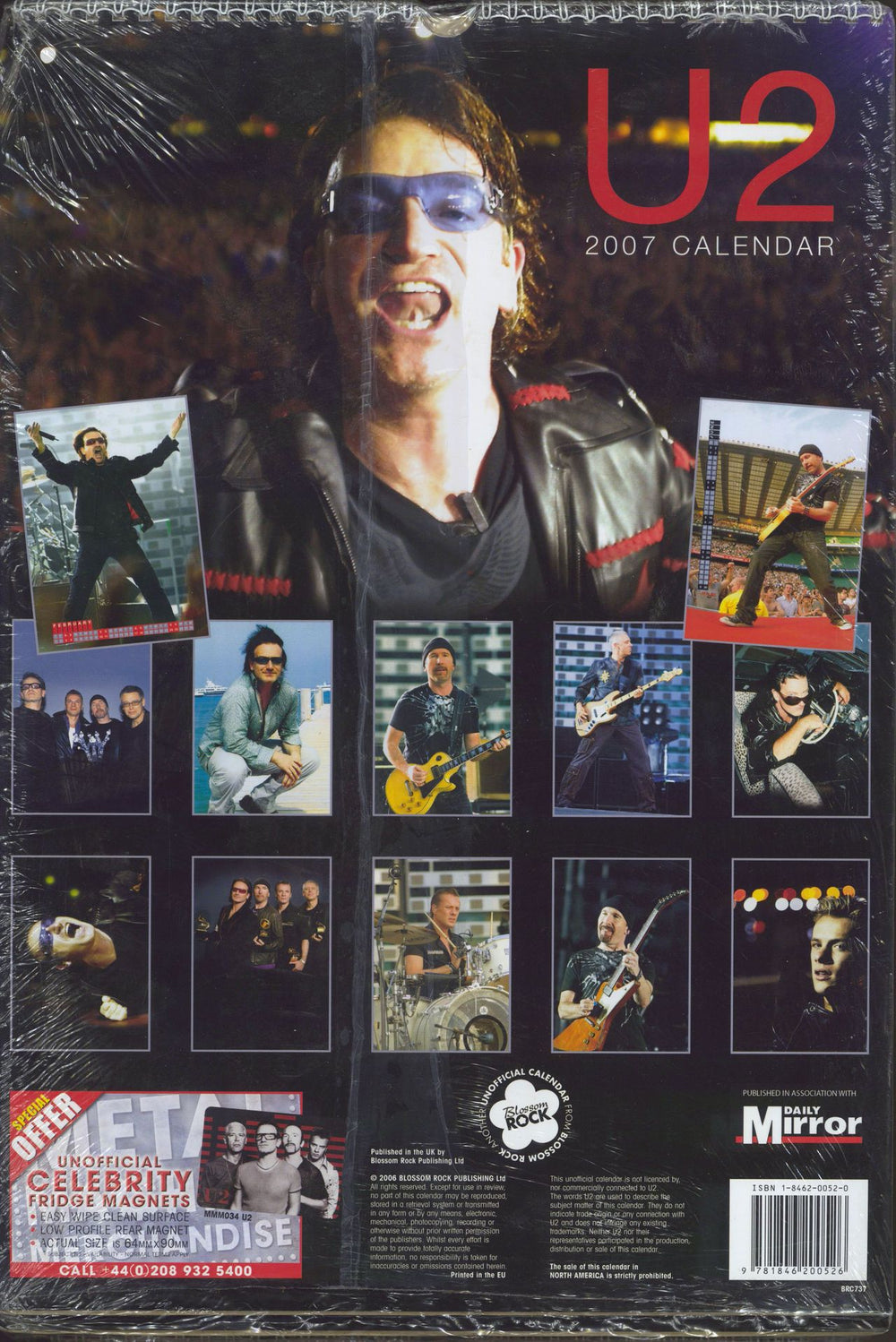 U2 Calendar 2007 - SEALED PACK OF TEN UK calendar U-2CACA623461