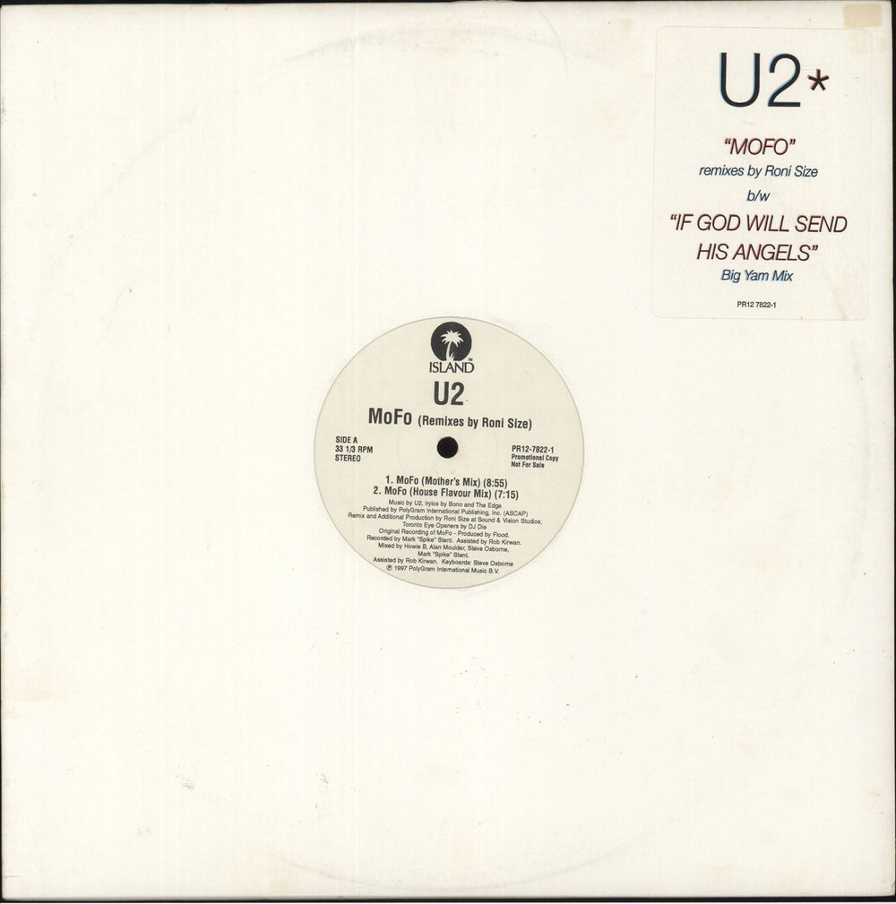 U2 Mofo US Promo 12" vinyl single (12 inch record / Maxi-single) PR12-7822-1