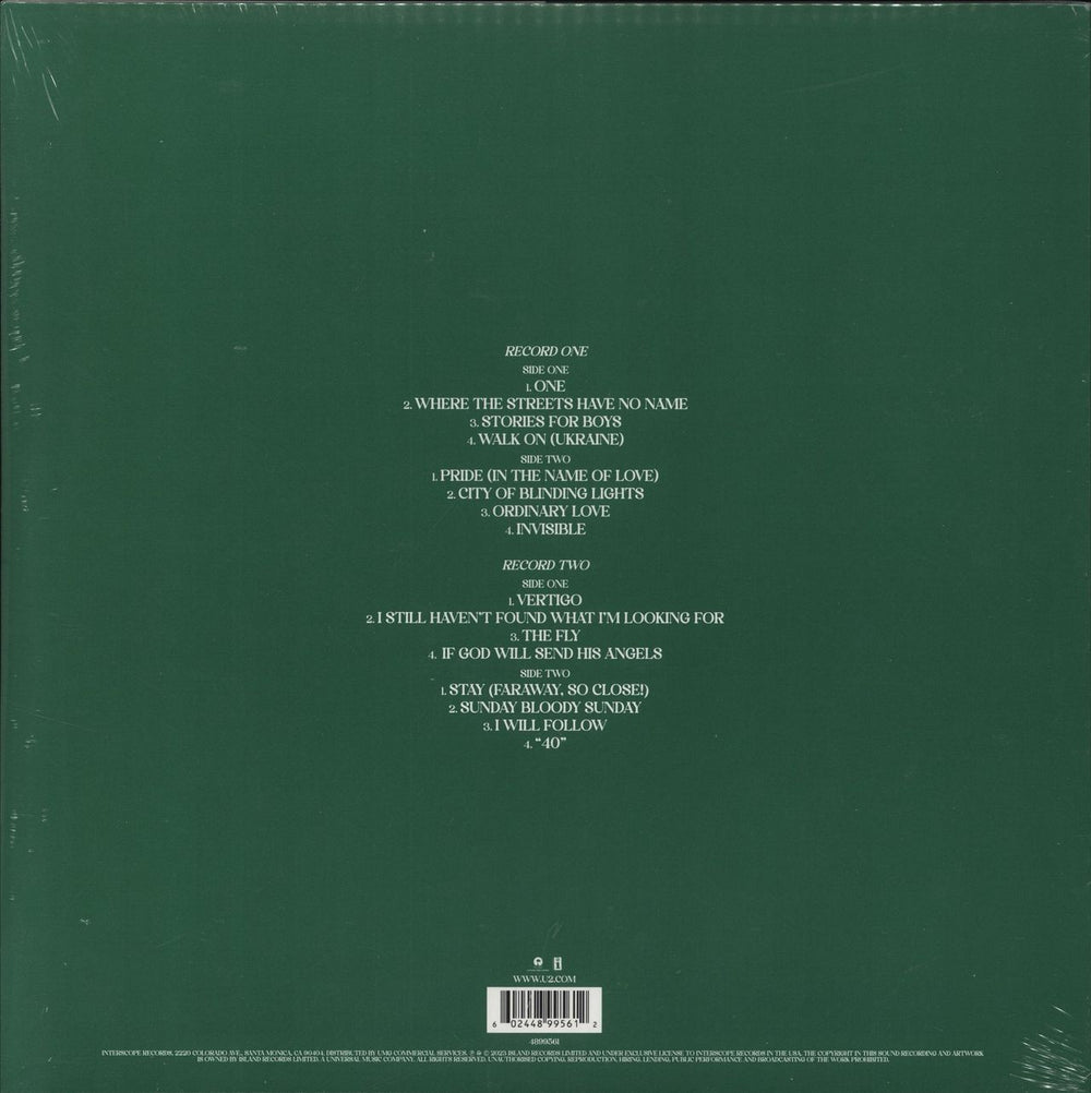 U2 Songs Of Surrender: Boston Celtics Edition - Green/White Vinyl - Sealed US 2-LP vinyl record set (Double LP Album) 602448995612