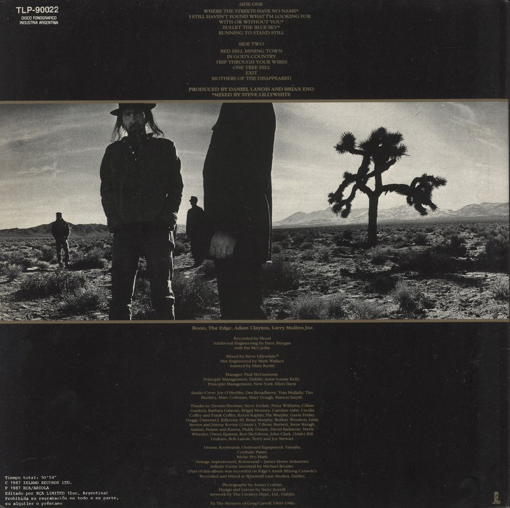 U2 The Joshua Tree Argentinean vinyl LP album (LP record)