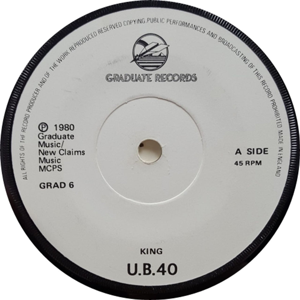 UB40 King - 2nd UK 7" vinyl single (7 inch record / 45) GRAD6