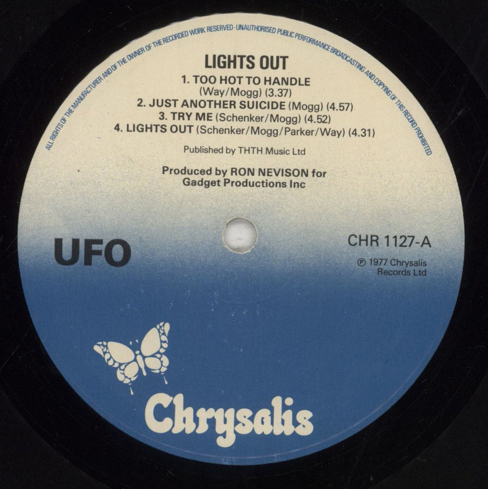 UFO Lights Out - Blue Label UK vinyl LP album (LP record) UFOLPLI509108
