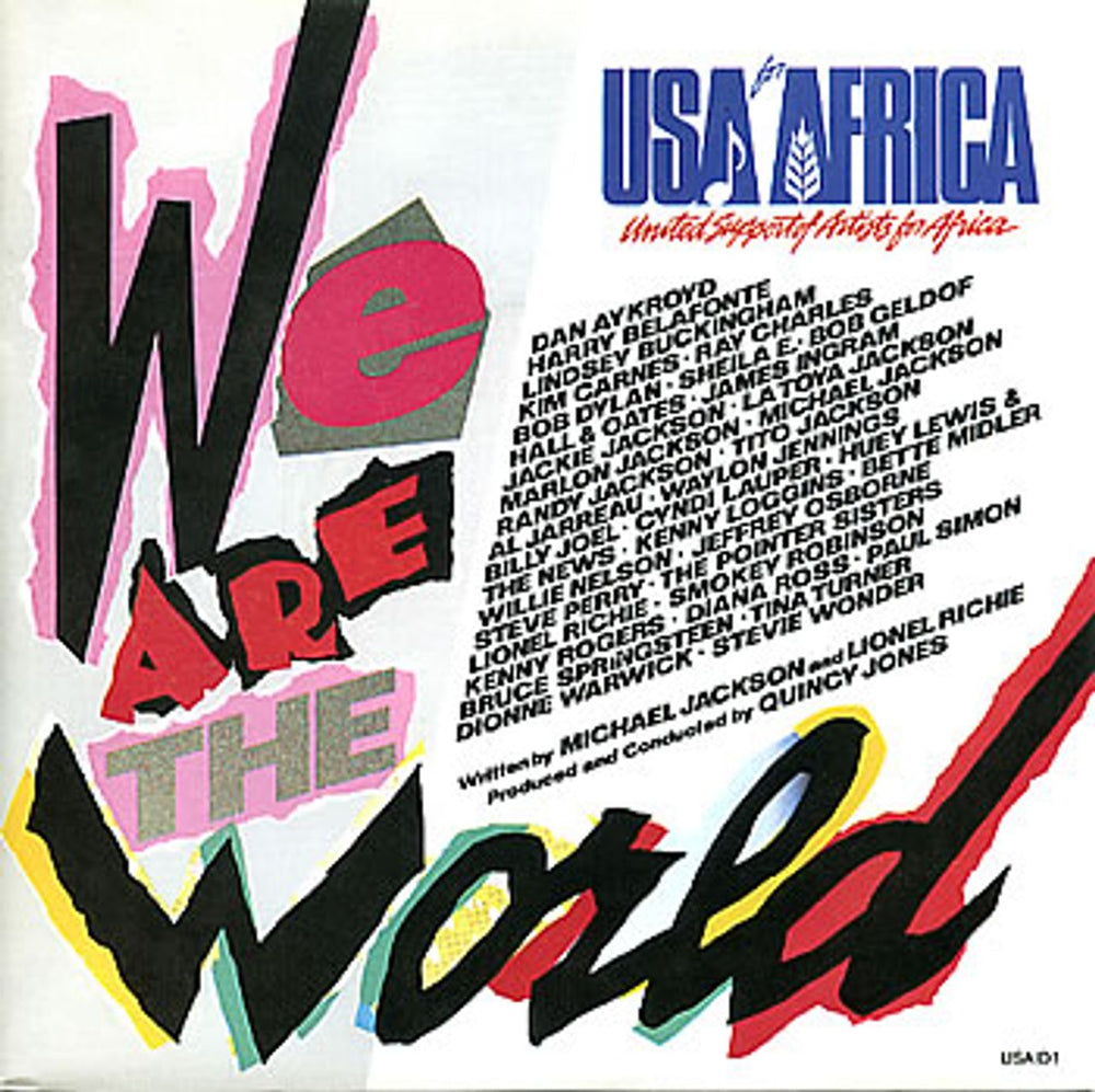 USA For Africa We Are The World UK 7" vinyl single (7 inch record / 45) USAID1