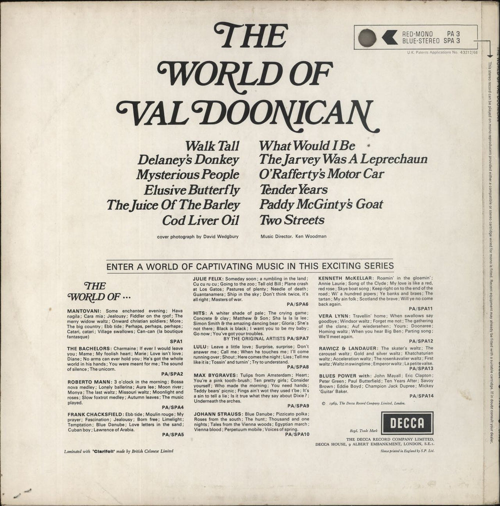 Val Doonican The World Of Val Doonican UK vinyl LP album (LP record)