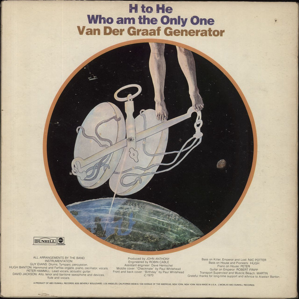 Van Der Graaf Generator H To He Who Am The Only One - VG US vinyl LP album (LP record)