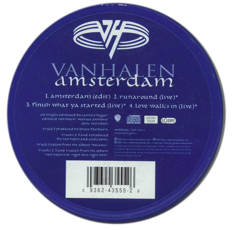 Van Halen Amsterdam - Metal Tin UK CD single (CD5 / 5") 093624355526