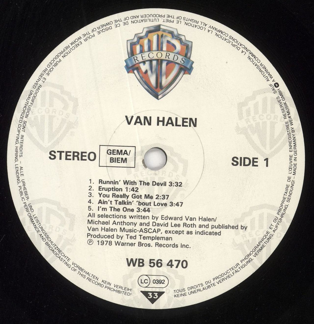 Van Halen Van Halen - cream label German vinyl LP album (LP record) VNHLPVA363232