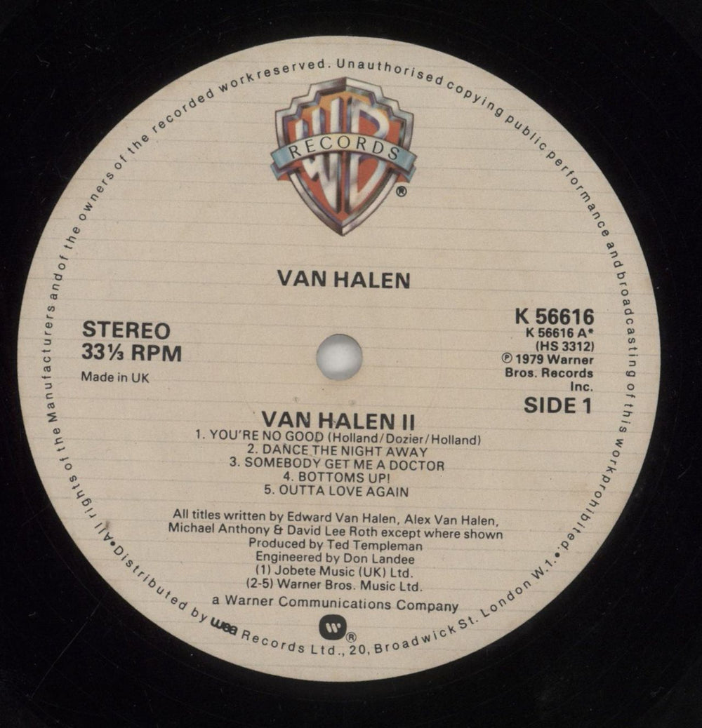 Van Halen Van Halen II + Poster - VG UK vinyl LP album (LP record) VNHLPVA858256